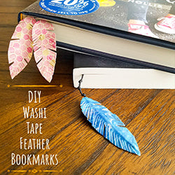 Tutorial for DIY Washi Tape Feather Bookmarks
