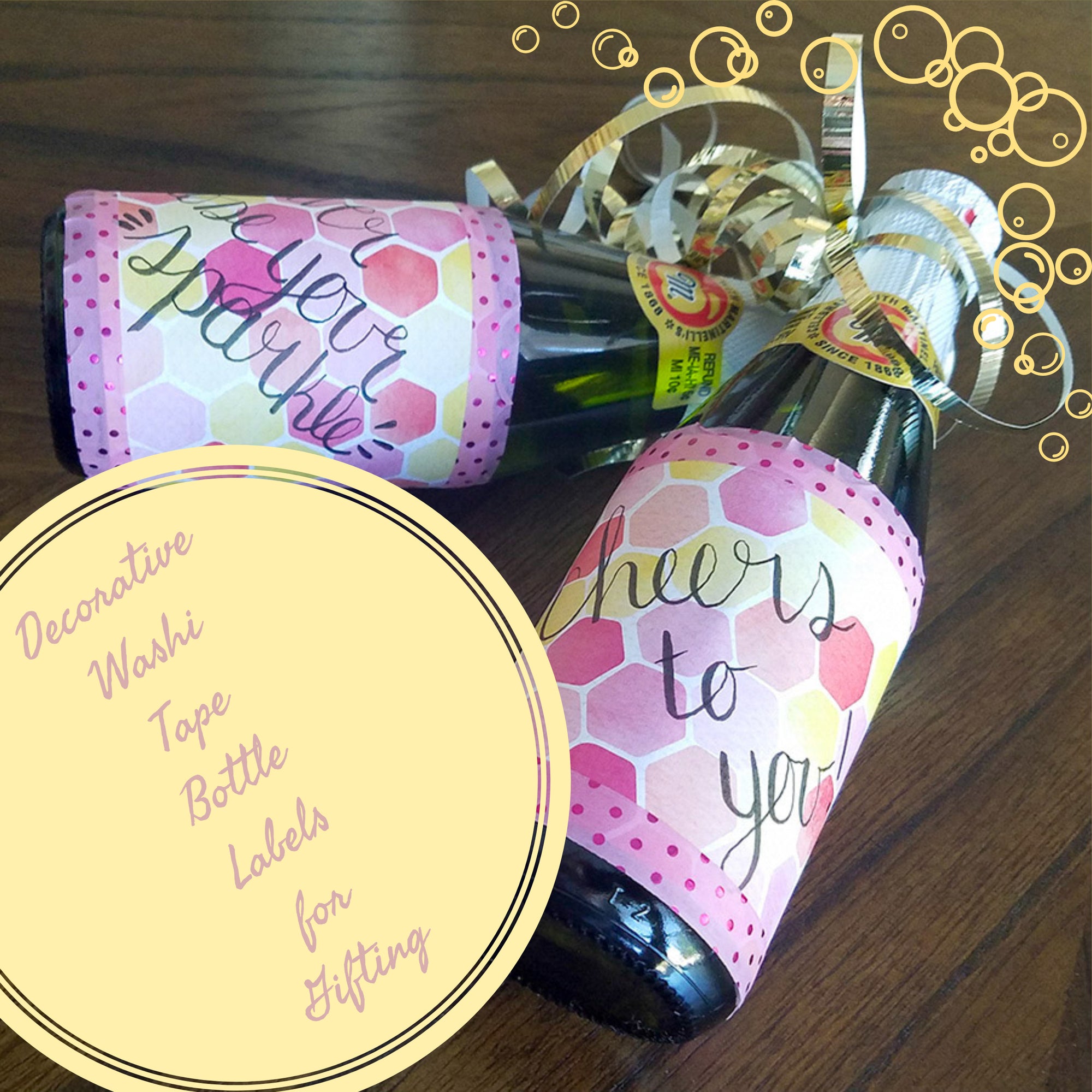 Decorate Gift Bottles with Washi Tape Labels