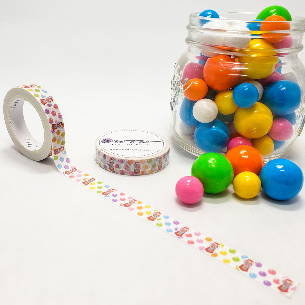 candy washi tape, gumballs, gumball machine, bright colors