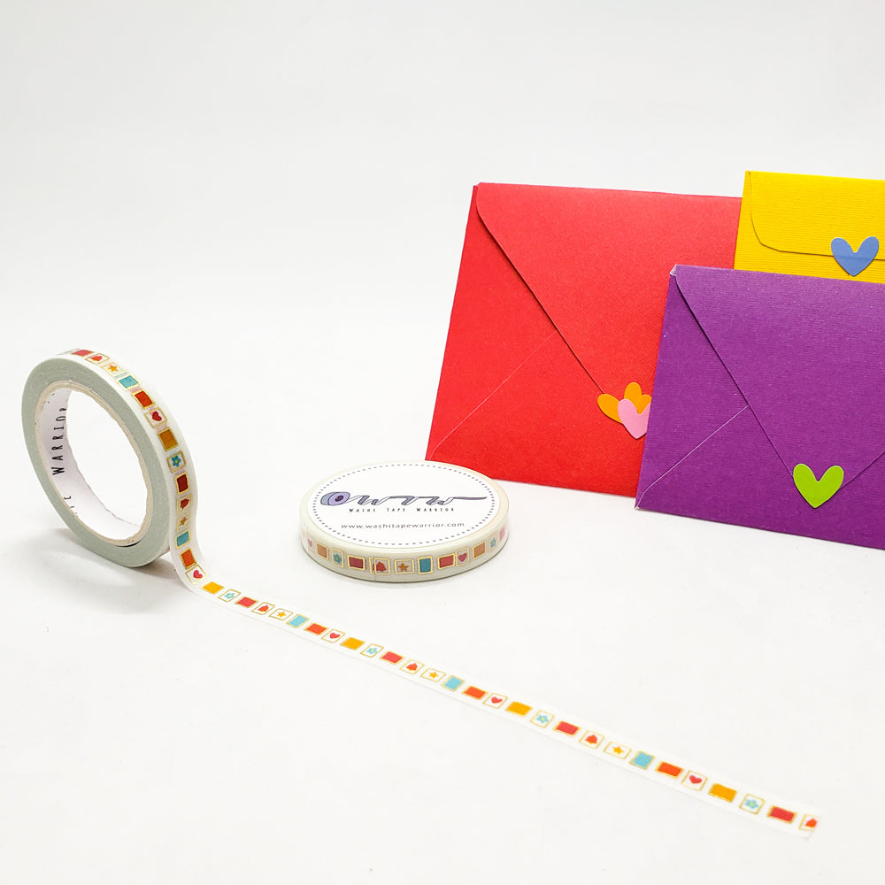 stamps, colorful and happy, ready for your happy mail deliveries, tiny stamps, little stamps