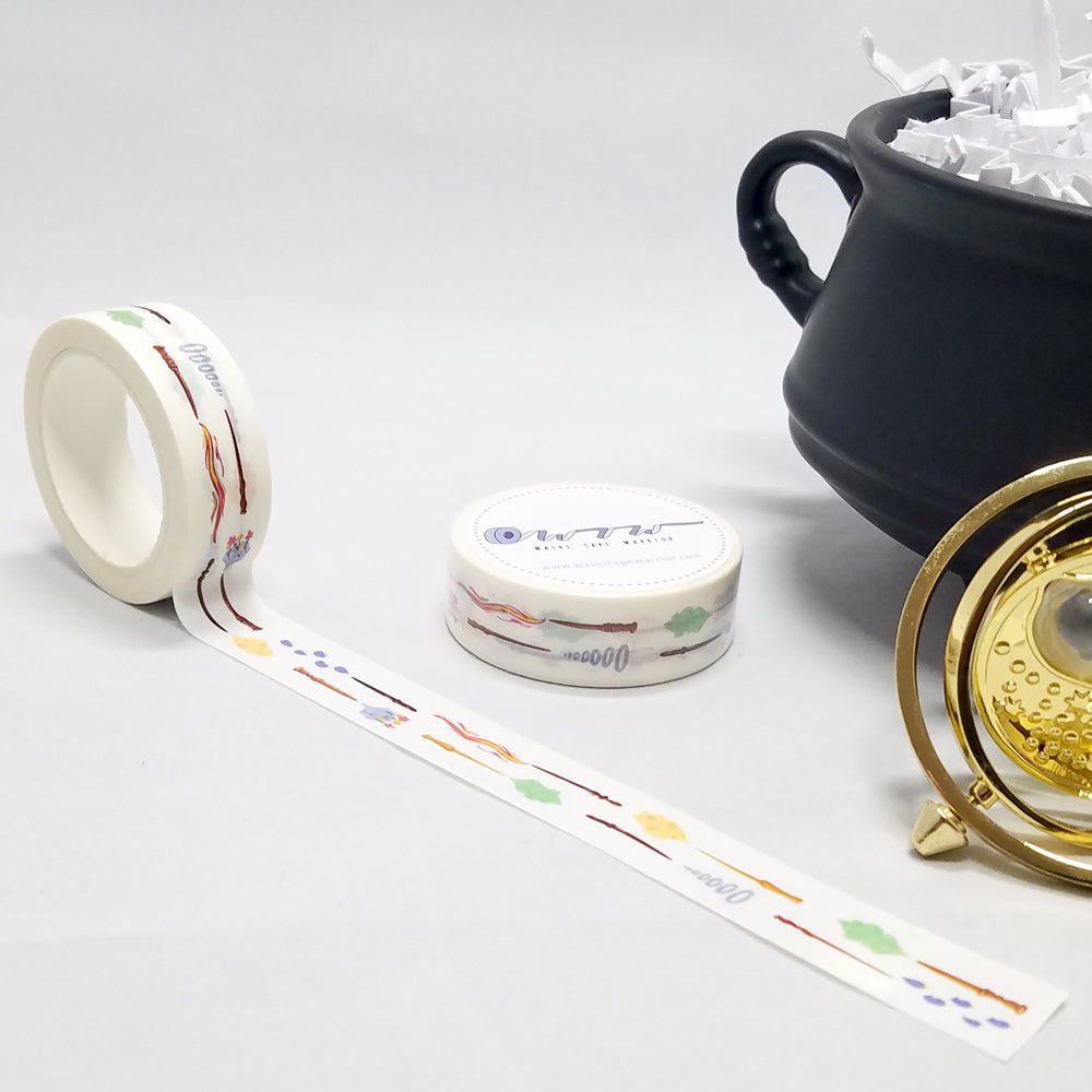 washi tape with wands and magic, colorful and happy