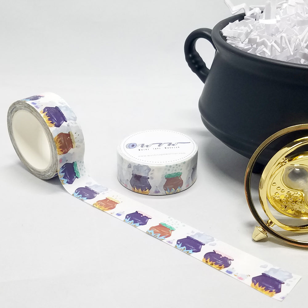 washi tape, cauldron with flames and sparkles, for Harry Potter and Hogwarts fans